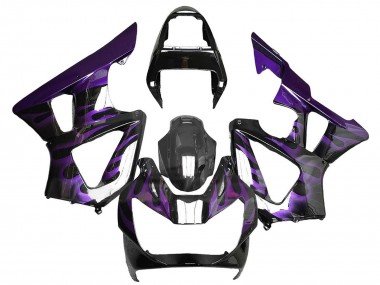 2000-2001 Glossy Black Purple Flame Honda CBR900RR 929 Motorcycle Fairings