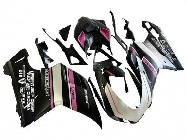 2007-2014 White Pink Glossy Black Connie Ducati 848 Motorcycle Fairings