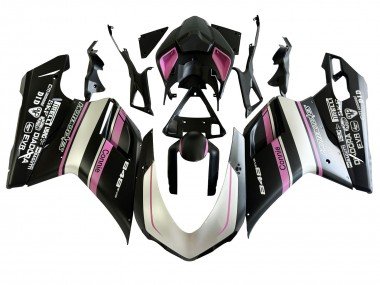 2007-2014 White Pink Glossy Black Connie Ducati 848 Motorcycle Fairings