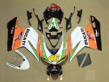 2007-2014 White Orange Green Glossy Black Tim 46 Ducati 848/1098/1198 Motorcycle Fairings
