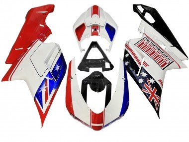 2007-2014 White Red Blue Glossy Black Ducati 848/1098/1198 Motorcycle Fairings