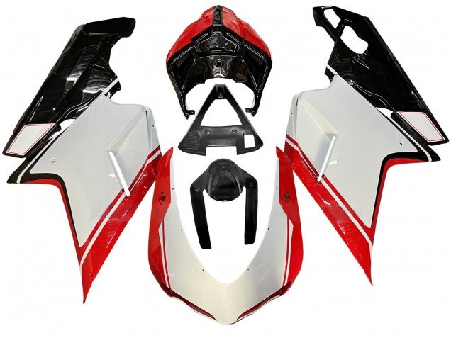 2007-2014 White Red Glossy Black Ducati 848/1098/1198 Motorcycle Fairing