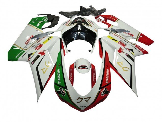 2007-2014 White Red Green Accossato Ducati 848/1098/1198 Motorcycle Fairings