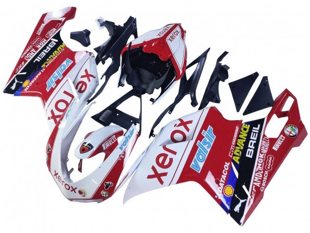 2007-2014 White Red Glossy Black Valsir Xerox Ducati 848/1098/1198 Motorcycle Fairings