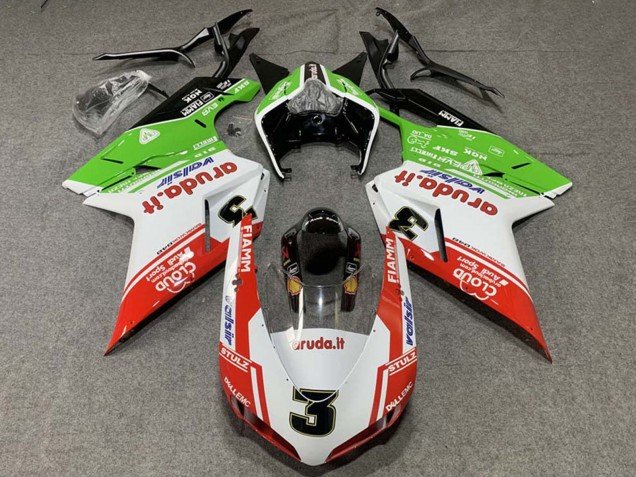 2007-2014 White Red Green Valsir 3 Ducati 848/1098/1198 Motorcycle Fairings
