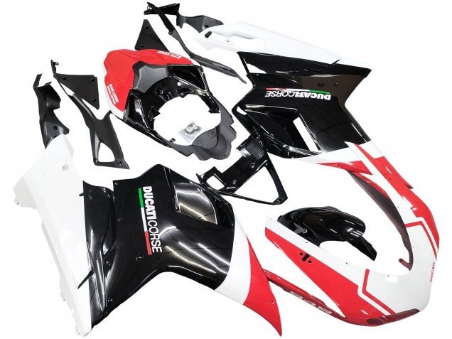 2007-2014 White Red Glossy Black Ducati 848/1098/1198 Motorcycle Fairings