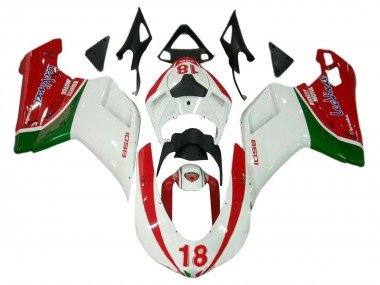2007-2014 White Red Green 18 Ducati 848/1098/1198 Motorcycle Fairings