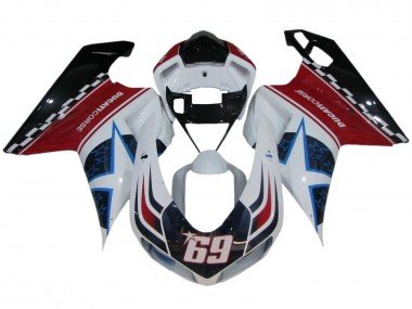 2007-2014 White Red Blue Glossy Black Corse 69 Ducati 848/1098/1198 Motorcycle Fairings