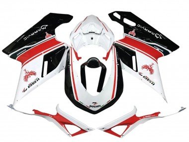 2007-2014 White Red Glossy Black Ducati 1198 Motorcycle Fairings