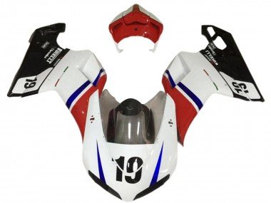 2007-2014 White Red Blue Glossy Black 19 Ducati 848/1098/1198 Motorcycle Fairings
