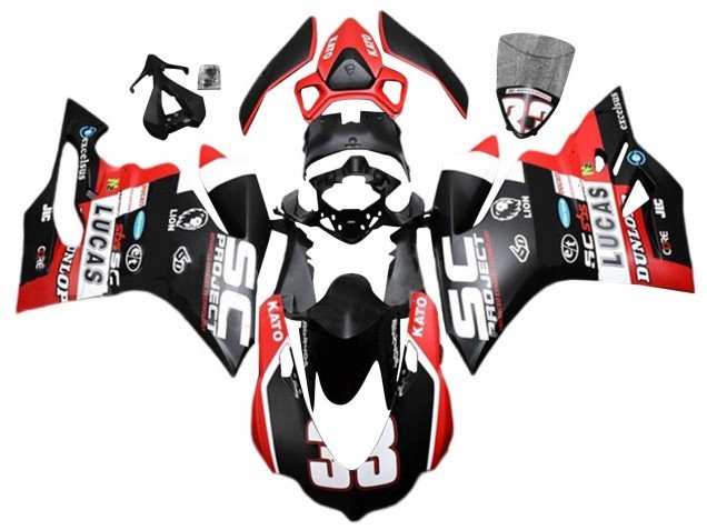 2015-2020 White Red Matte Black Lucas 33 Ducati 959/1299 Motorcycle Fairings