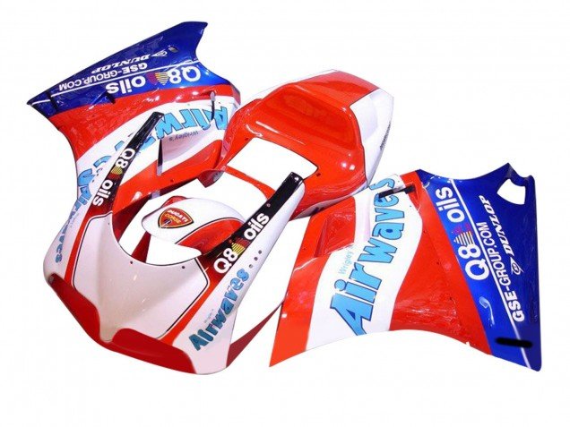 1993-2005 White Red Blue Air Waves Ducati 748/916/996/998 Motorcycle Fairings