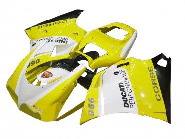 1993-2005 White Yellow Glossy Black Corse Performance Ducati 996 Motorcycle Fairing