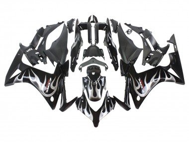 2013-2015 Glossy Black Silver Flame Honda CBR500R Motorcycle Fairings