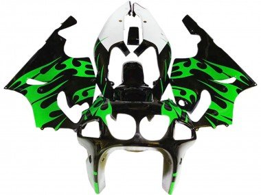 1996-2003 Green Glossy Black White Kawasaki ZX7R Motorcycle Fairings