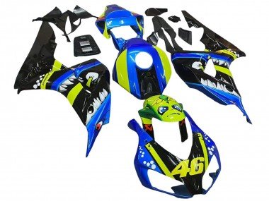 2006-2007 Blue Fluorescent Green Glossy Black Shark 46 Honda CBR1000RR Motorcycle Fairings