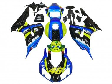 2006-2007 Blue Fluorescent Green Glossy Black Shark 46 Honda CBR1000RR Motorcycle Fairings