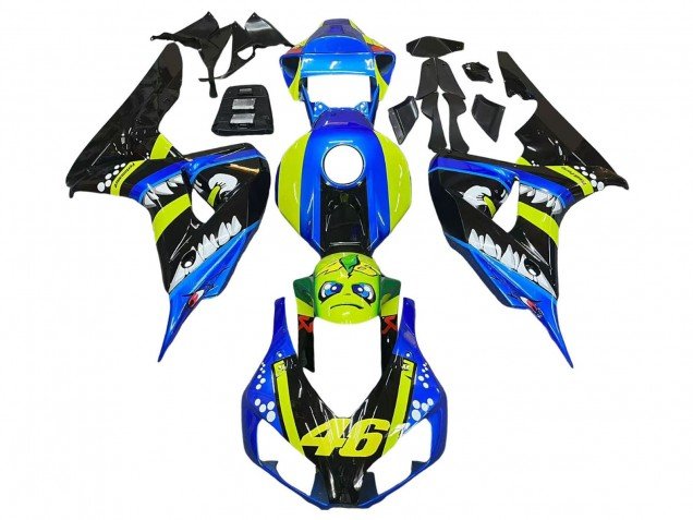 2006-2007 Blue Fluorescent Green Glossy Black Shark 46 Honda CBR1000RR Motorcycle Fairings