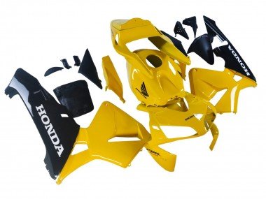 2003-2004 Yellow Glossy Black Honda CBR600RR Motorcycle Fairings