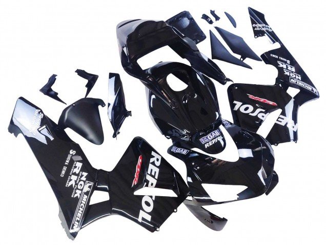 2003-2004 Glossy Black White Repsol Honda CBR600RR Motorcycle Fairings