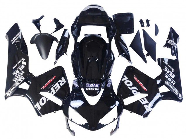 2003-2004 Glossy Black White Repsol Honda CBR600RR Motorcycle Fairings