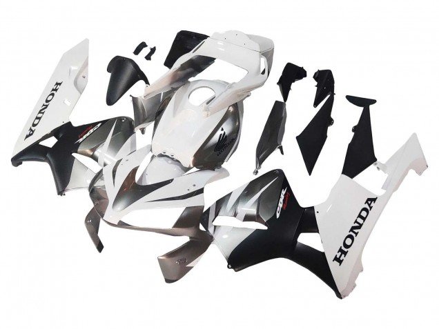 2003-2004 White Matte Black Racing Honda CBR600RR Motorcycle Fairings