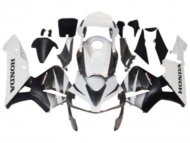 2003-2004 White Matte Black Racing Honda CBR600RR Motorcycle Fairings