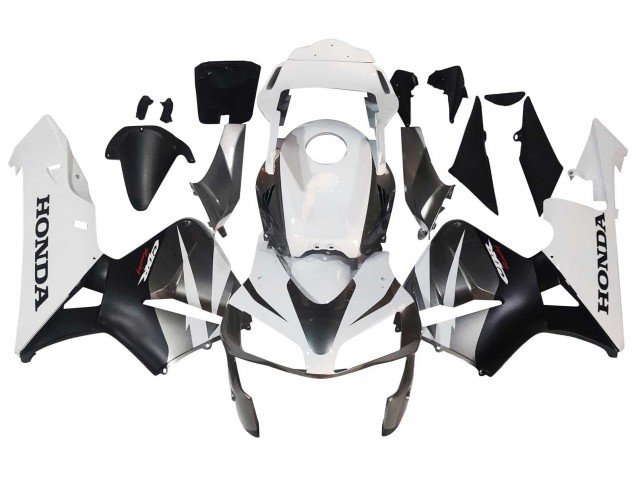 2003-2004 White Matte Black Racing Honda CBR600RR Motorcycle Fairings