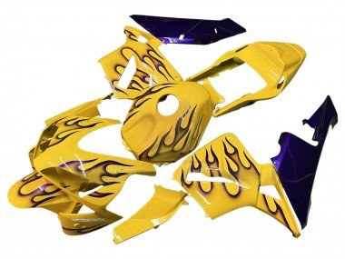 2003-2004 Yellow Black Flame Honda CBR600RR Motorcycle Fairings