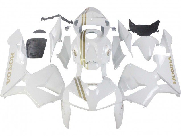 2005-2006 White Gold Honda CBR600RR Motorcycle Fairings