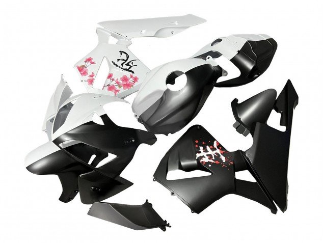 2005-2006 Black White with Cherry Blossom Honda CBR600RR Motorcycle Fairings