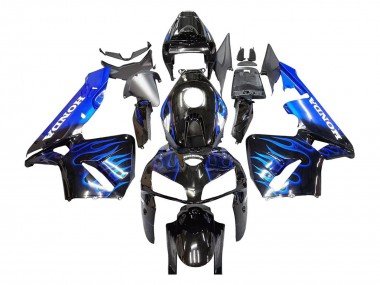 2005-2006 Glossy Black Blue Flame Honda CBR600RR Motorcycle Fairing