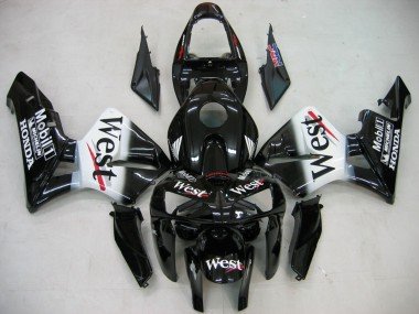 2005-2006 Glossy Black White West Honda CBR600RR Motorcycle Fairings