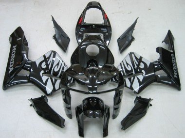 2005-2006 Glossy Black Grey Flame Honda CBR600RR Motorcycle Fairings