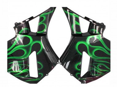 2005-2006 Glossy Black Green Flame Honda CBR600RR Motorcycle Fairings