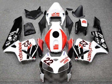 2005-2006 White Red Glossy Black HannSpree 22 Honda CBR600RR Motorcycle Fairings