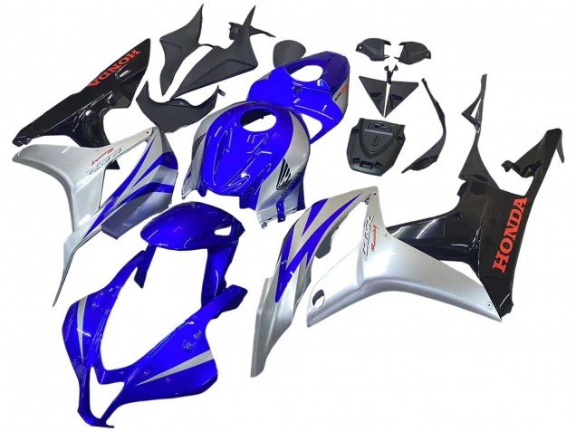 2007-2008 Silver Blue Glossy Black Racing Honda CBR600RR Motorcycle Fairings