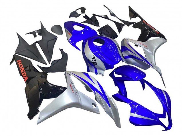 2007-2008 Silver Blue Glossy Black Racing Honda CBR600RR Motorcycle Fairings