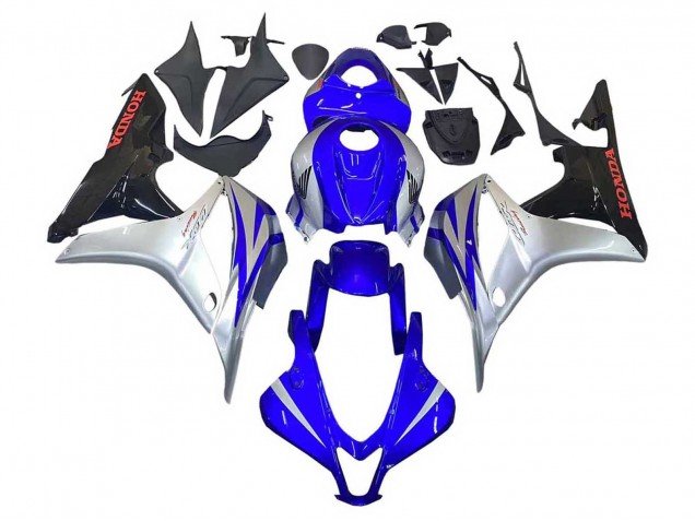 2007-2008 Silver Blue Glossy Black Racing Honda CBR600RR Motorcycle Fairings