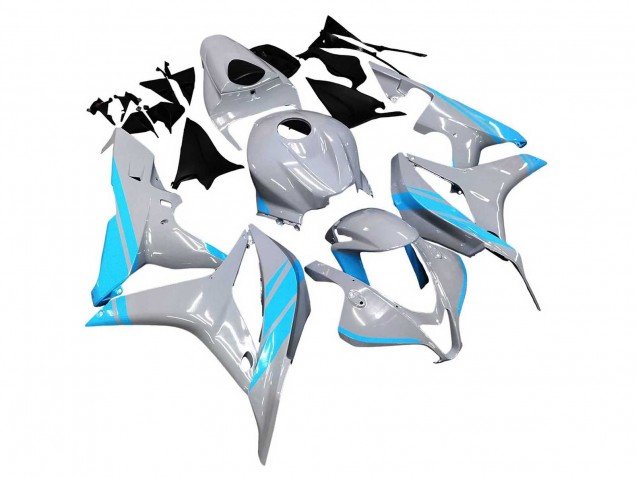 2007-2008 Glossy Grey Light Blue Honda CBR600RR Motorcycle Fairings