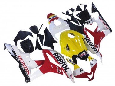 2007-2008 White Yellow Red Repsol HRC Honda CBR600RR Motorcycle Fairings