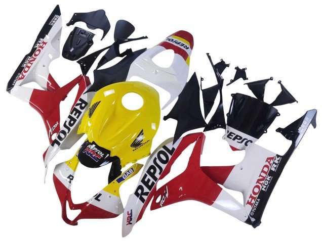 2007-2008 White Yellow Red Repsol HRC Honda CBR600RR Motorcycle Fairings
