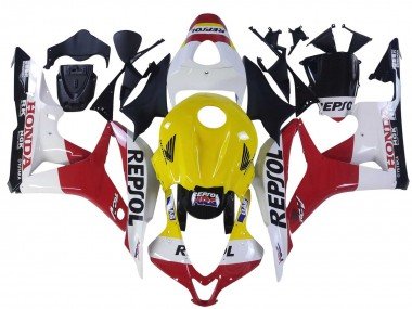 2007-2008 White Yellow Red Repsol HRC Honda CBR600RR Motorcycle Fairings