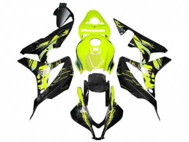 2007-2008 Yellow Glossy Black Honda CBR600RR Motorcycle Fairings