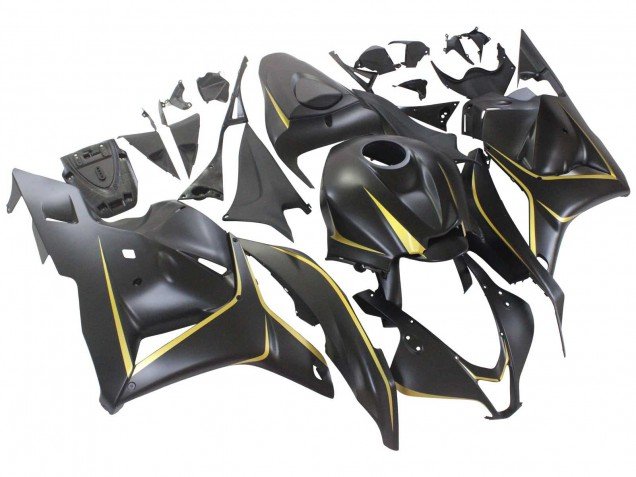 2009-2012 Matte Black Gold Honda CBR600RR Motorcycle Fairings
