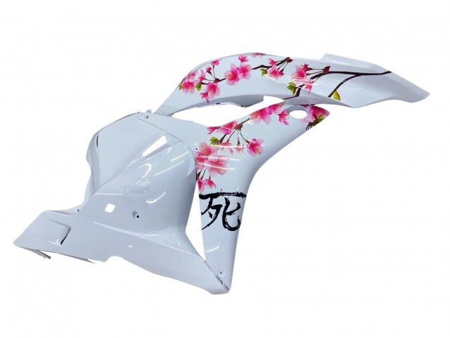 2009-2012 White Cherry Blossom Glossy Black Honda CBR600RR Motorcycle Fairings