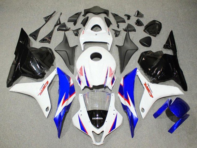 2009-2012 White Blue Glossy Black Honda CBR600RR Bike Fairings