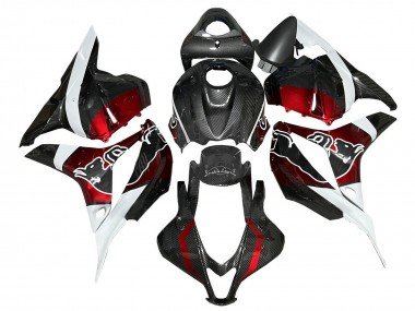 2009-2012 White Red Black Carbon Fiber Honda CBR600RR Motorcycle Fairings