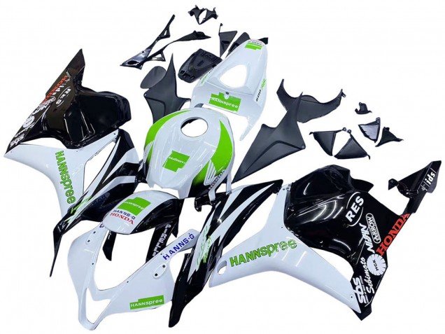 2009-2012 White Green Glossy Black Hannspree Honda CBR600RR Motorcycle Fairings