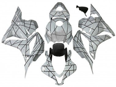 2009-2012 White Grey Black Lines Honda CBR600RR Motorcycle Fairings